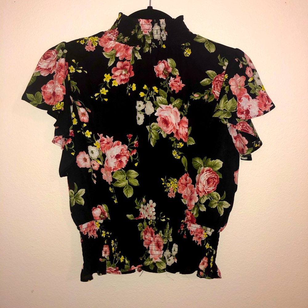 Floral high neck top